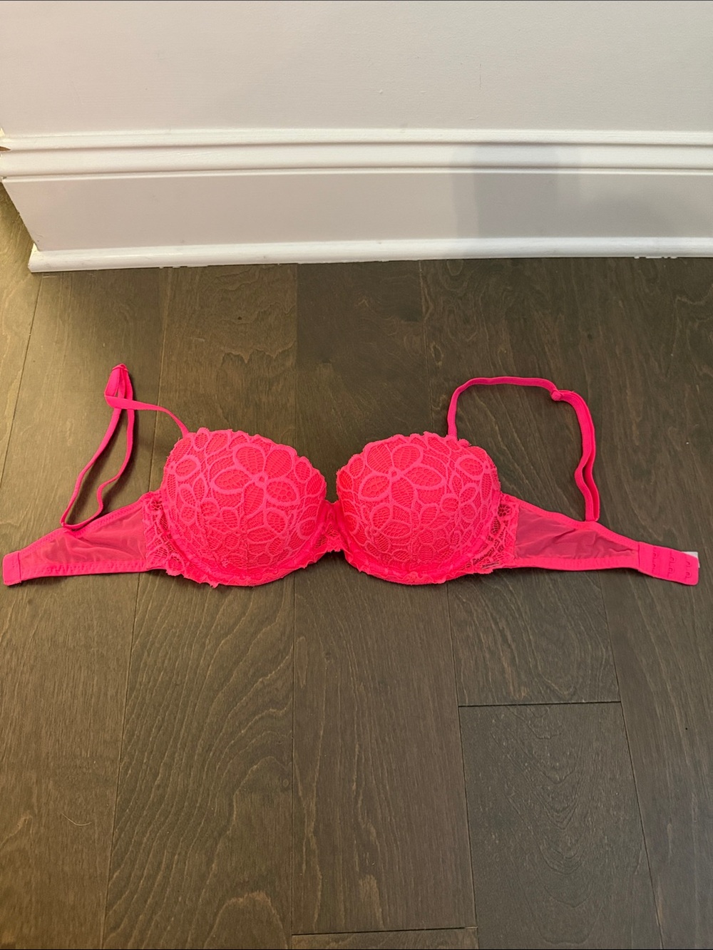 Lace Date Push-Up Bra - Hot Pink